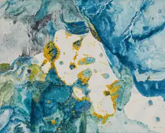 Max Weiler, Durchblick durch blaue Gegend" (A view through blue surroundings), 1975, egg tempera on canvas; framed