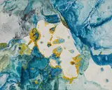 Max Weiler, Durchblick durch blaue Gegend" (A view through blue surroundings), 1975, egg tempera on canvas; framed