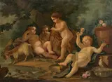 circle of Peter Strudel, Playing putti in landscape, oil on canvas