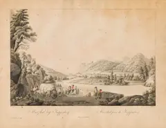 Ferdinand Runk, Mürzthal bei Kapfenberg, outline etching, contemporary coloration, with slim white margins