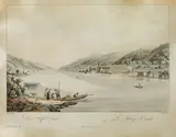 Ferdinand Runk, Das Stift Ossiach, outline etching, contemporary coloration, with slim white margins