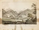 Ferdinand Runk, Der Markt Eisenärzt, outline etching, contemporary coloration, with slim white margins