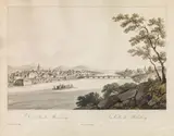 Ferdinand Runk, Die Stadt Mahrburg, outline etching, contemporary coloration, with slim white margins