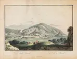 Ferdinand Runk, Die Stadt Friesach, outline etching, contemporary coloration, with slim white margins