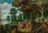 Jasper van der Lanen, Forest landscape with the judgement of Midas, c. 1624, oil on panel