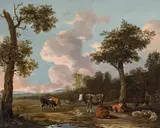 Anthoine van Borssom, Cattle in the fields, oil on canvas