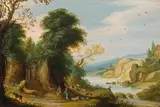 Alexander Keirincx, River landscape, oil on panel, parqueted