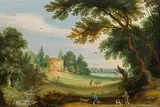 Alexander Keirincx, Landscape with a small temple, oil on panel, parqueted
