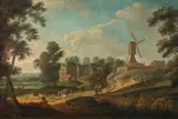 Landscape with windmill by circle of Johann Christian Brand, oil on canvas on wood, offered Oct 2016