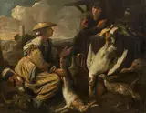 Giacomo Legi, The poulterer, oil on canvas