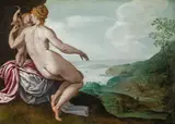 Venus and Cupid in a vast landscape by circle of Anthonis Van Montfort Blocklant, oil on panel, offered Oct 2016