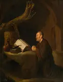 Praying hermit by circle of Quirin Gerritsz van Brekelenkam, oil on panel, offered Oct 2016