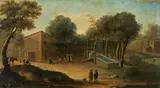 Farmstead with figures by circle of Johann Christian Vollerdt, oil on copper, offered Oct 2016