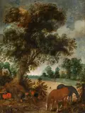 David Vinckboons, The evil sows weeds, oil on panel
