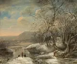 Winter landscape by attributet to Johann Christian Vollerdt, oil on canvas, sold Oct 2016