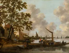 River landscape with ferry by Hendrick de Meijer, oil on panel, sold Oct 2016