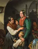 Franz Eybl, A bride is being adorned for her wedding, 1845, oil on panel