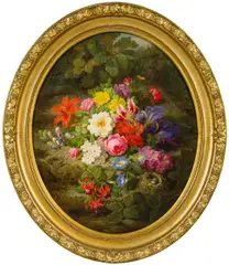 Josef Lauer, Flower still life, 1865, oil on canvas