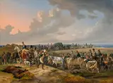 Albrecht Adam, Soldiers on the road to Lianvawitschi, 14th of August 1812 (Napoleon's Russian Campaign), 1838, oil on canvas