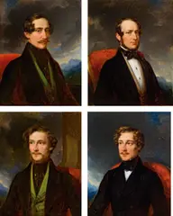 Eduard Ender, Four portraits of gentlemen, oil on panel