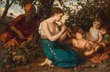 Franz Russ the Younger, Greek girl playing the double pipe, 1875, oil on canvas