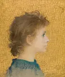 Lucien Lévy-Dhurmer, Portrait of a boy, 1890, pastel on paper, gold ground