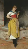 Eugen von Blaas, The letter, 1887, oil on panel