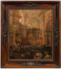 Interior of the Piarist Church in Vienna by Jindřich Tomec, 1906, oil on canvas, sold Oct 2016