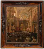 Jindřich Tomec, Interior of the Piarist Church in Vienna, 1906, oil on canvas