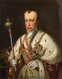 Josef Plank, Emperor Ferdinand I with scepter and the chain of the Order of the Golden Fleece, 1841, oil on canvas