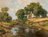 Hugo Darnaut, River landscape, 1933, oil on canvas on cardboard