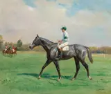 Eugène Péchaubès, A Jockey on the horse, oil on canvas