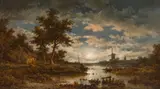 Remigius Adrianus Haanen, River landscape at full moon