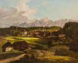 Jakob Canciani, View from Villach to the Mittagskogel and the Karawanks, oil on cardboard