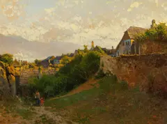 View of Weißenkirchen in the Wachau by Jindřich Tomec, oil on canvas, sold Oct 2016