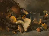 Karl Truppe, Still life with mushrooms, 1943, oil on cardboard