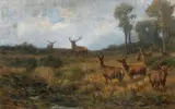 Franz Xaver von Pausinger, Herd of stags on a forest glade