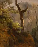 Karl Haunold, Study of a tree, oil on cardboard