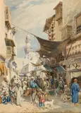 Ludwig Hans Fischer, Street in Cairo, watercolour on paper