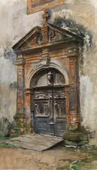 Anton Nowak, Church portal in Murau, 1892, watercolour on paper, unframed