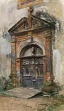Anton Nowak, Church portal in Murau, 1892, watercolour on paper, unframed