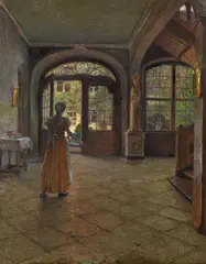 Before breakfast by Carl Moll, 1896, oil on canvas, offered Jun 2016