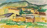 Gerhardt Frankl, Houses near Triest, 1928, watercolour on paper