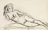 Herbert Boeckl, Lying female nude, 1937, charcoal on paper