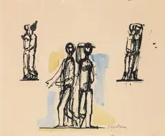 Study by Fritz Wotruba, 1953-1955, ink and watercolour on paper, sold Jun 2016