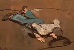 Albin Egger-Lienz, Die Quelle, ca. 1924, oil on cardboard