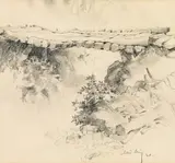 Oskar Mulley, Landscape, 1940, pencil on paper