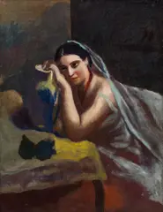 Josef Dobrowsky, Girl with a jug, oil on canvas