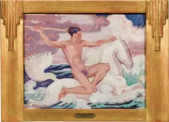 Ferdinand Andri, Poseidon, oil on cardboard