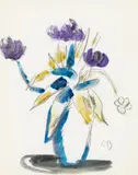Flowers in vase by Leopold Birstinger, ca. 1938, watercolour, pencil on paper, offered Jun 2016